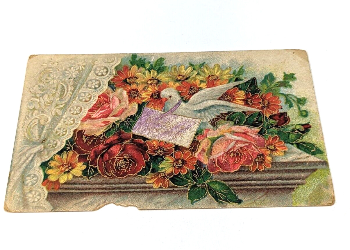 Antique 1909 Embossed Color Post Card Birthday Greetings Printed Germany #1B