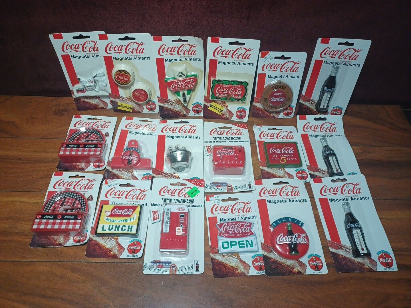 Lot of 18 1995 Coca-Cola Fridge Magnets On Card
