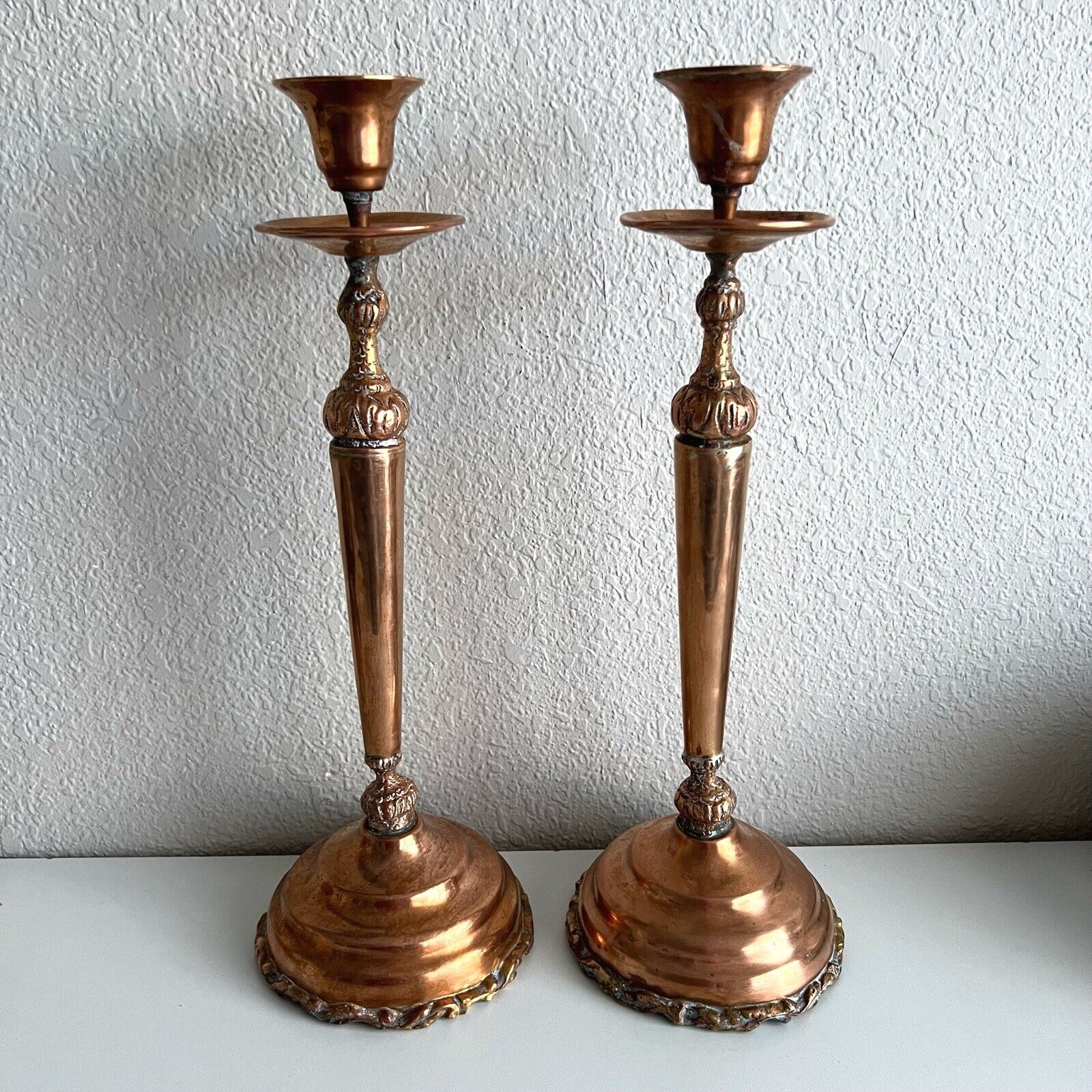 Vintage Copper Candlestick Pair 17