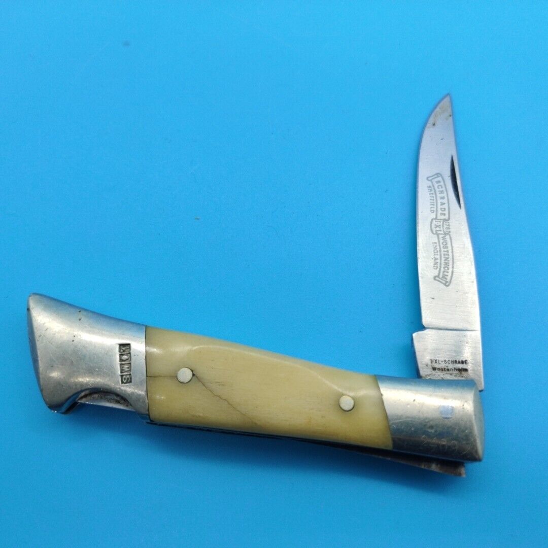 VINTAGE SCHRADE I-XL WOSTENHOLM SHEFFIELD DEER BONE LOCKBACK POCKET KNIFE