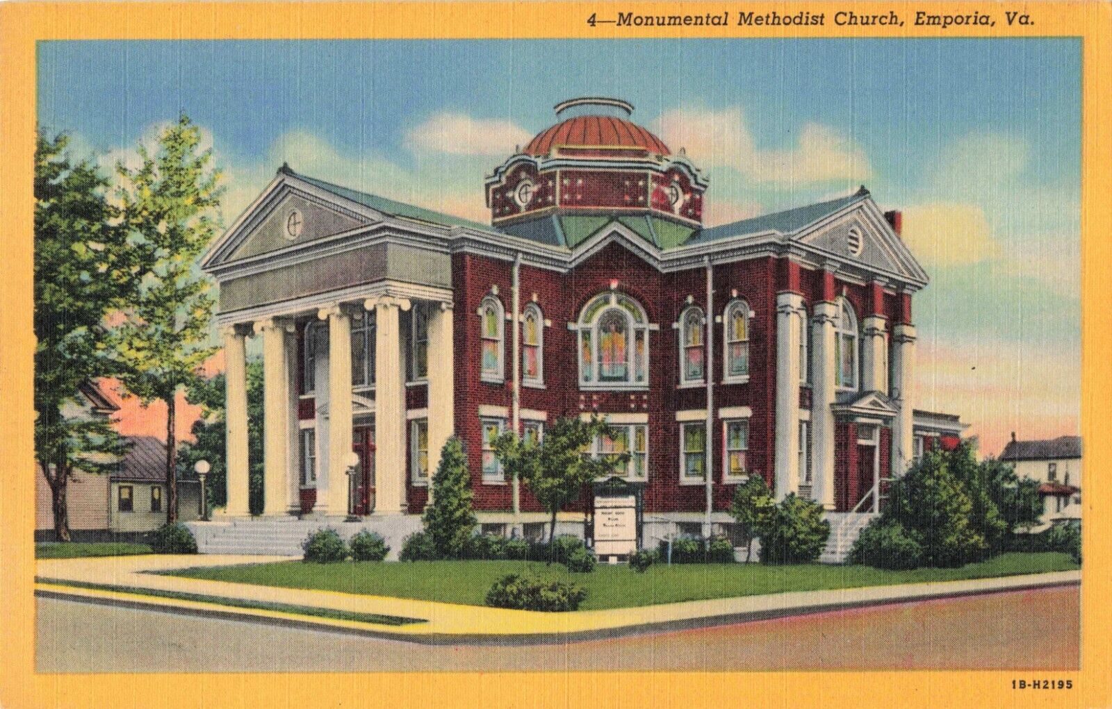 Emporia VA Virginia, Monumental Methodist Church Building, Vintage Postcard