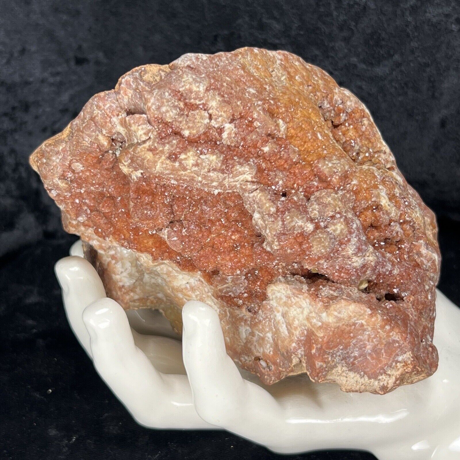 5” Crystal Cluster Quartz Natural Deep Red Hematite Golden Orange Citrine Geode