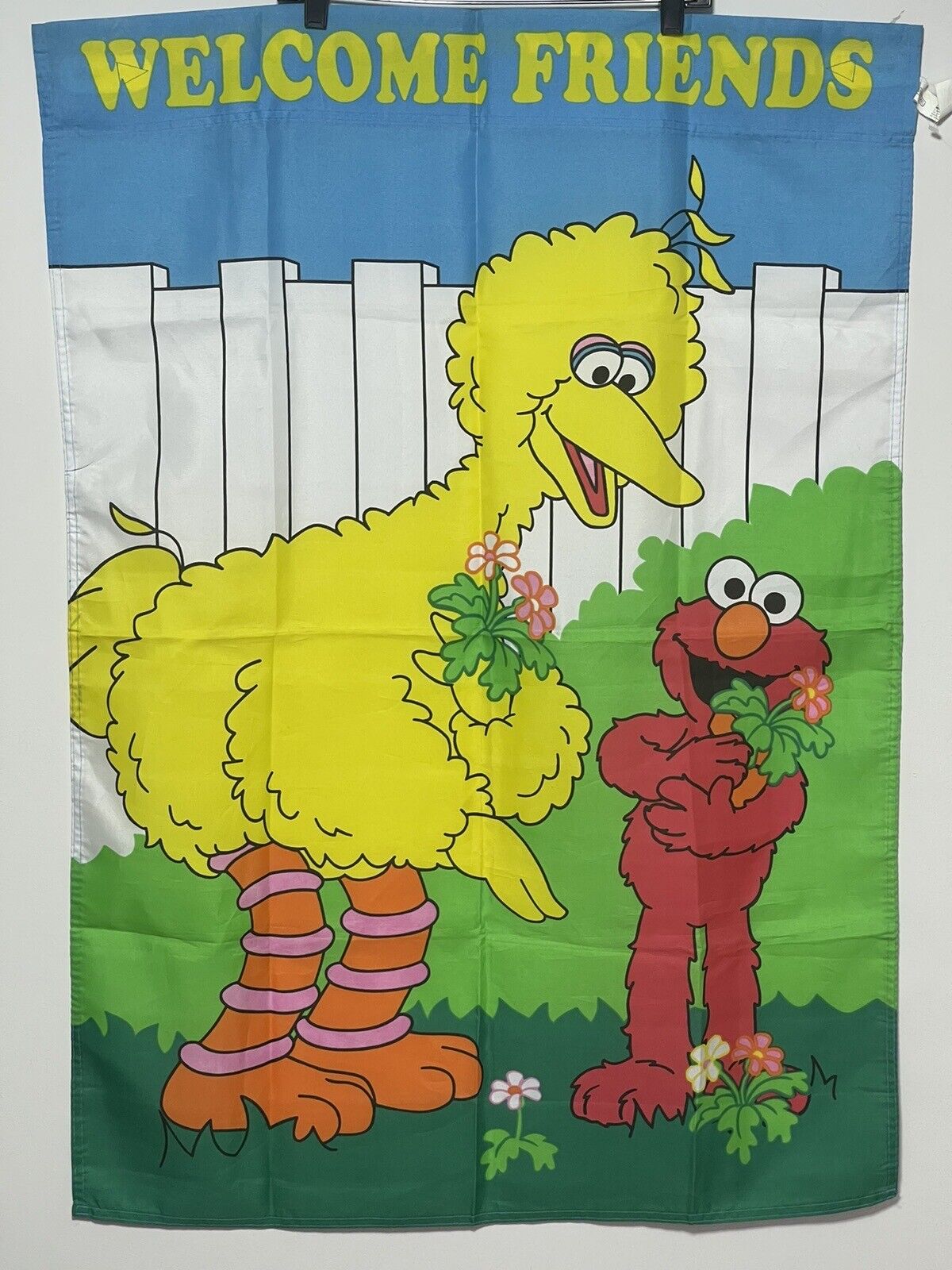 Vintage Sesame Street Elmo Big Bird Decorative Flag