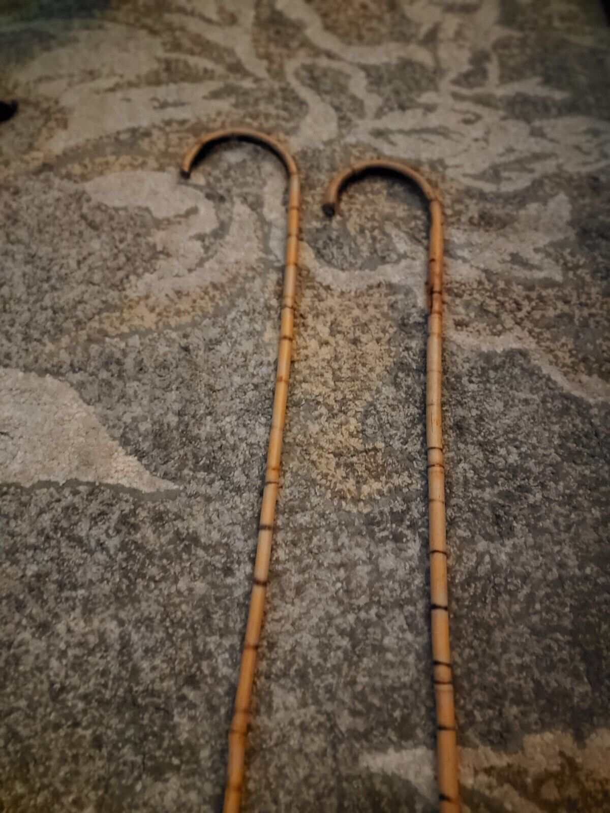 2 Vintage Walking Sticks Brought Home During WW2 Japan Bamboo
