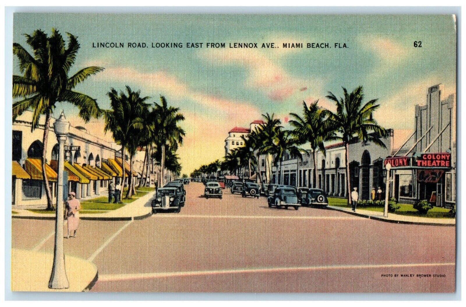 1940 Miami Beach Fashionable Shopping Center Fifth Avenue South Florida Postcard