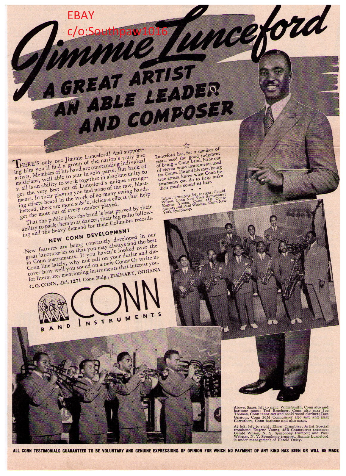 1940 Conn Band Instruments \