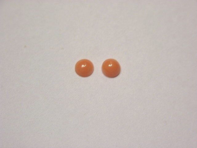 Pink Coral cabochons pair 4MM round polished both side natural pink/salmon coral