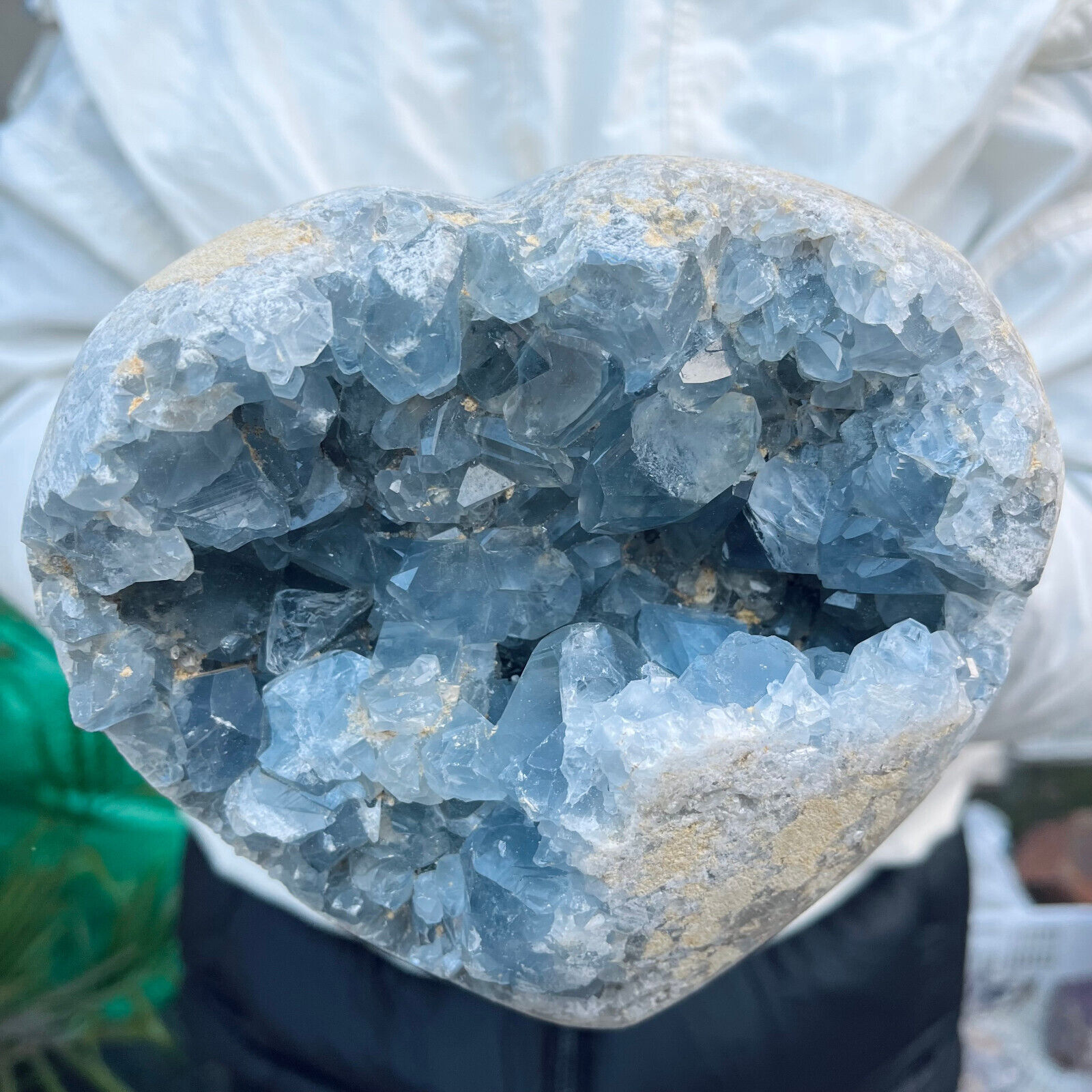 8.2lb Large Natural Blue Celestite Crystal Geode Quartz Cluster Mineral Specime