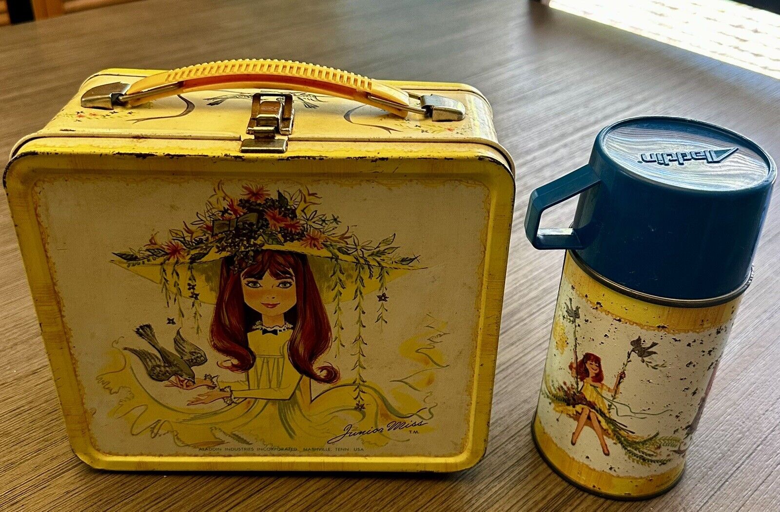 Vintage Aladdin Metal Lunchbox and Thermos 1966 Junior Miss