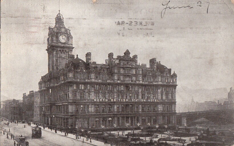 Postcard North British Station Hotel Edinburgh UK 1906