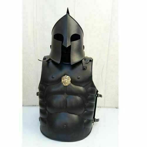 Antique 300 King Spartan Helmet With Muscle Armor Jacket War-Armor Costume