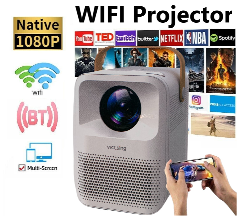 7500 Lumen 4k Projector 1080P 3D LED WiFi Video Home Theater Cinema w/ Speaker