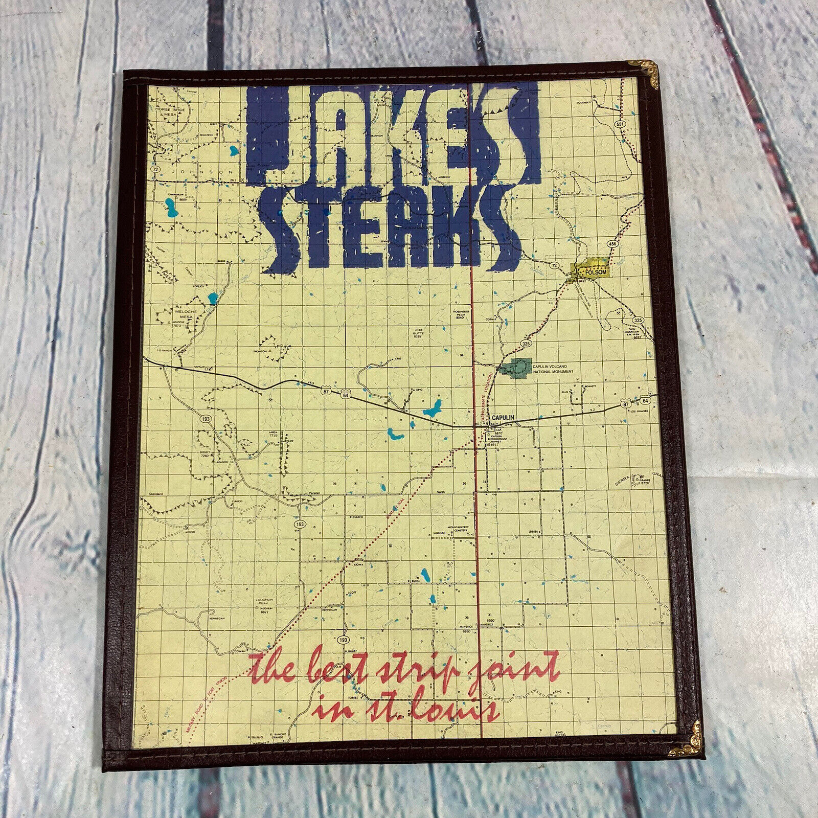 Vintage Jake\'s Steaks Restaurant Menu with Plastic Holder St. Louis MO