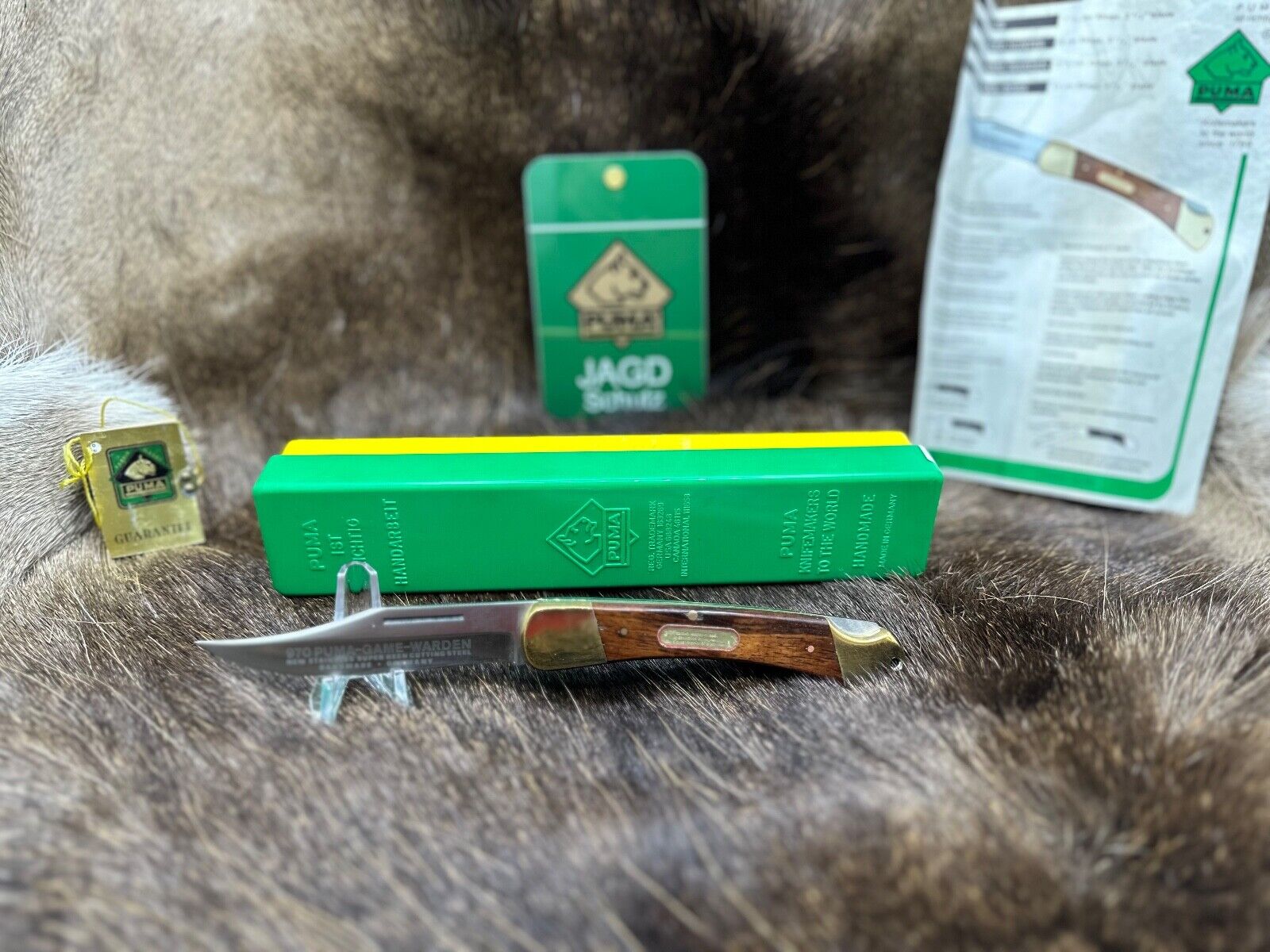 1971 Vintage 970 Puma Game Warden Knife Jacaranda Handles Mint In G Y Box Tag A5