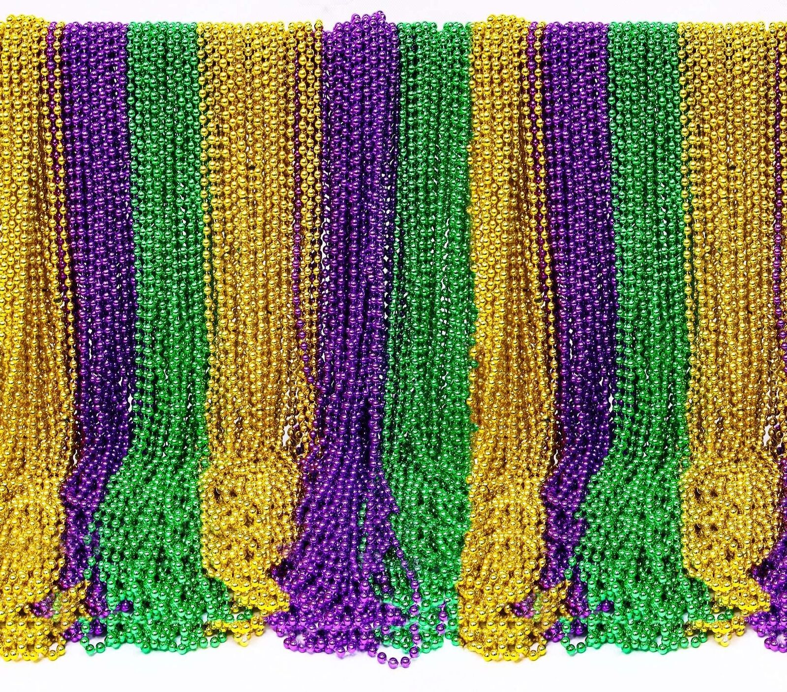 Camlinbo 200 Pack Mardi Gras Beads Necklaces Bulk Purple Green Gold Beads Mar...