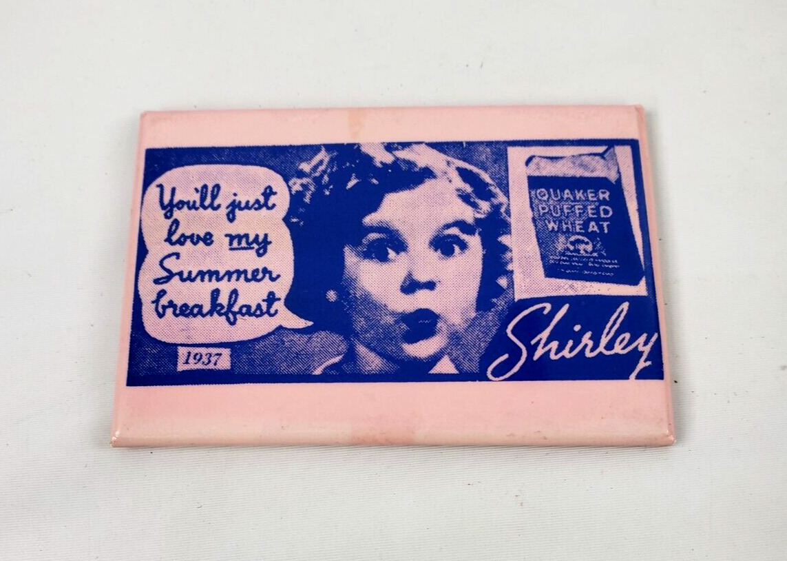 Shirley Temple Pocket Mirror Quaker Puffed wheat breakfast pink 3in wide