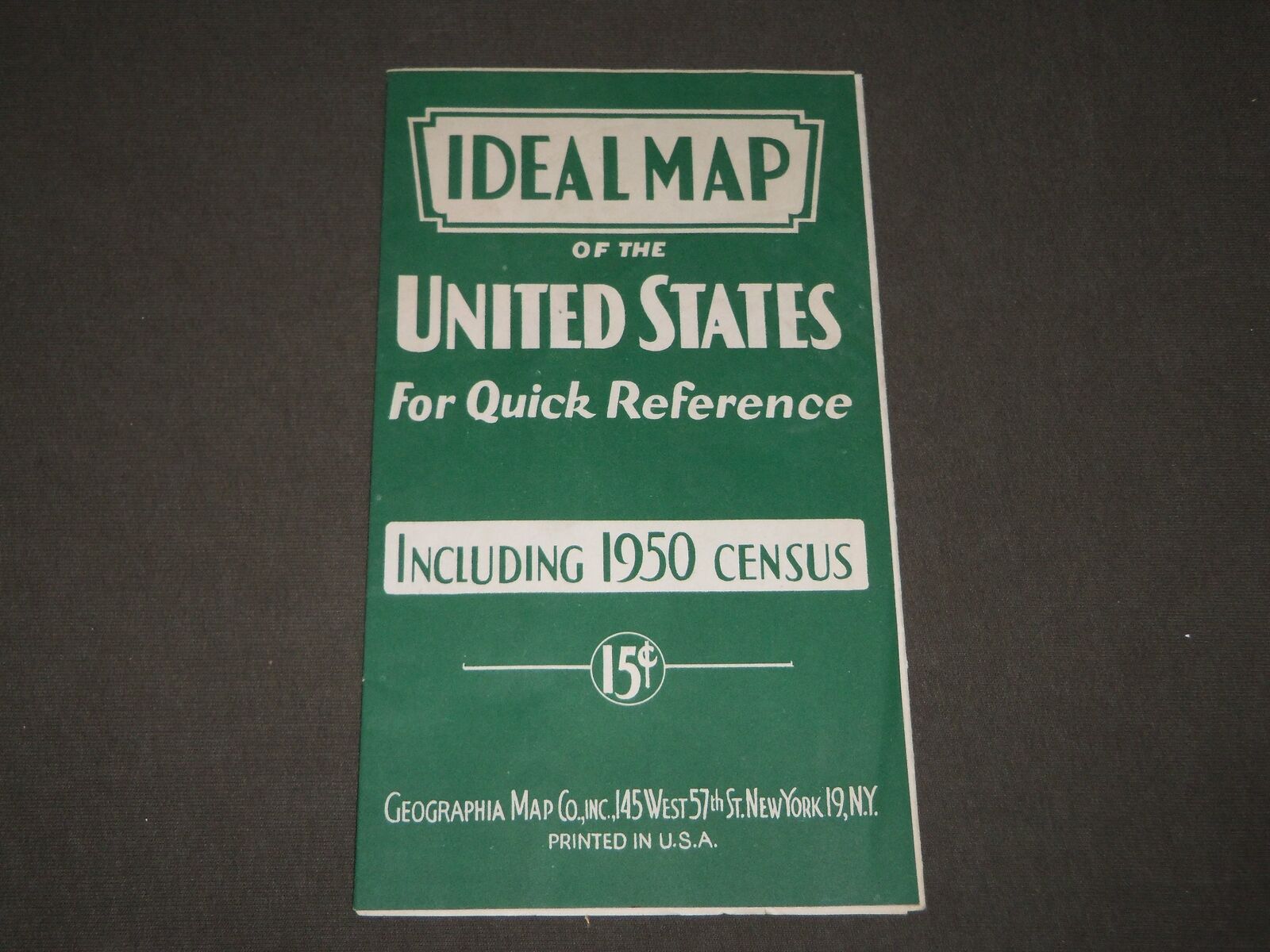 1950 IDEAL MAP OF THE UNITED STATES FOR QUICK REFERENCE - 1950 CENSUS - O 11262