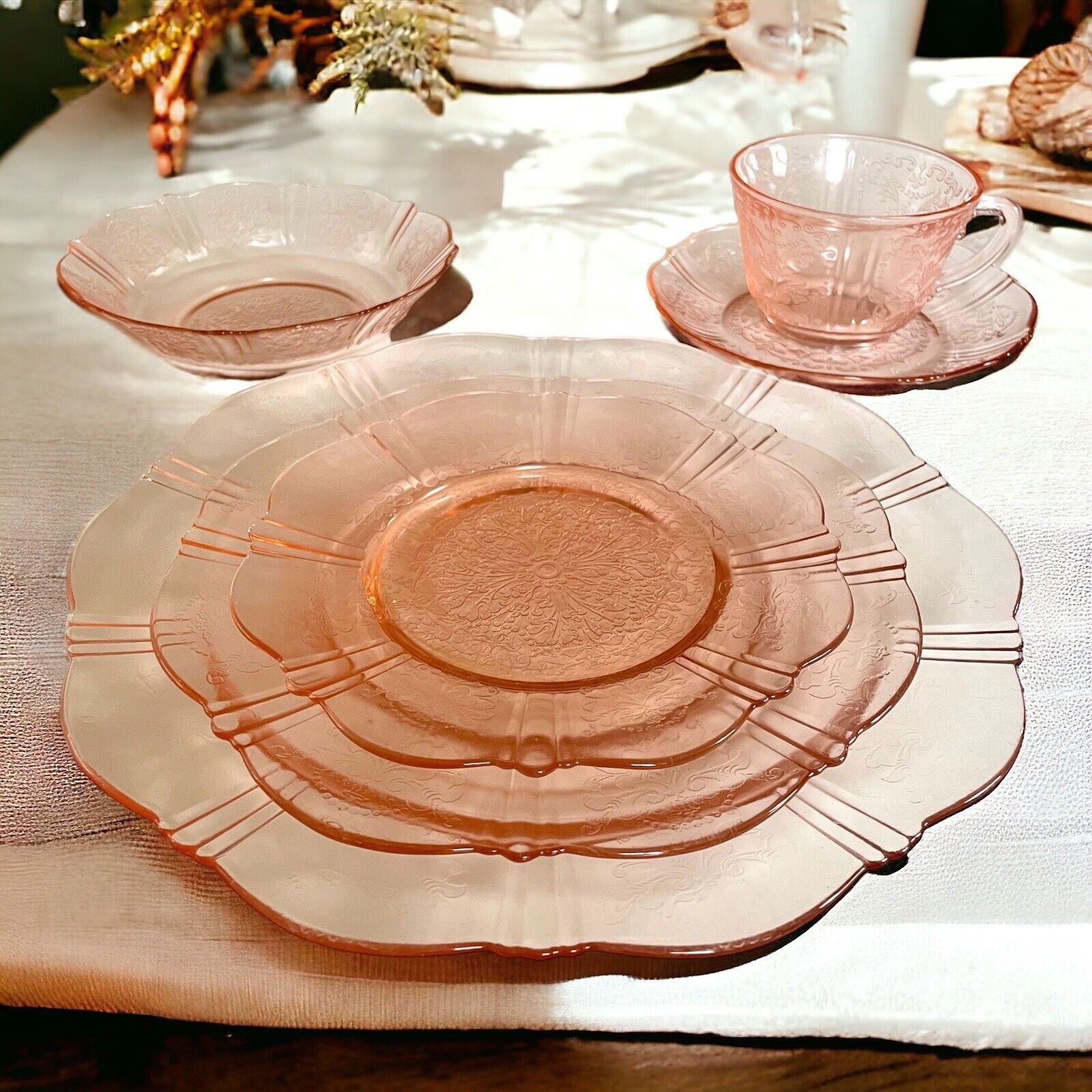 Macbeth Evans American Sweetheart Pink Depression Glass 6 PcPlace Setting 2 AVA