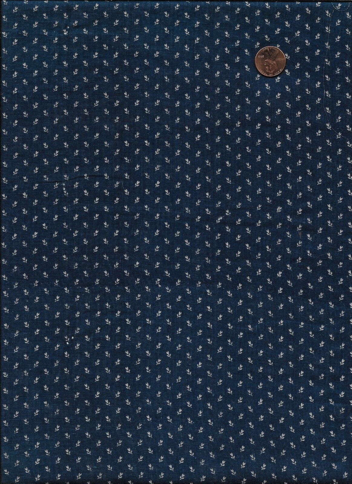 Antique 1870 Indigo Blue Calico Fabric