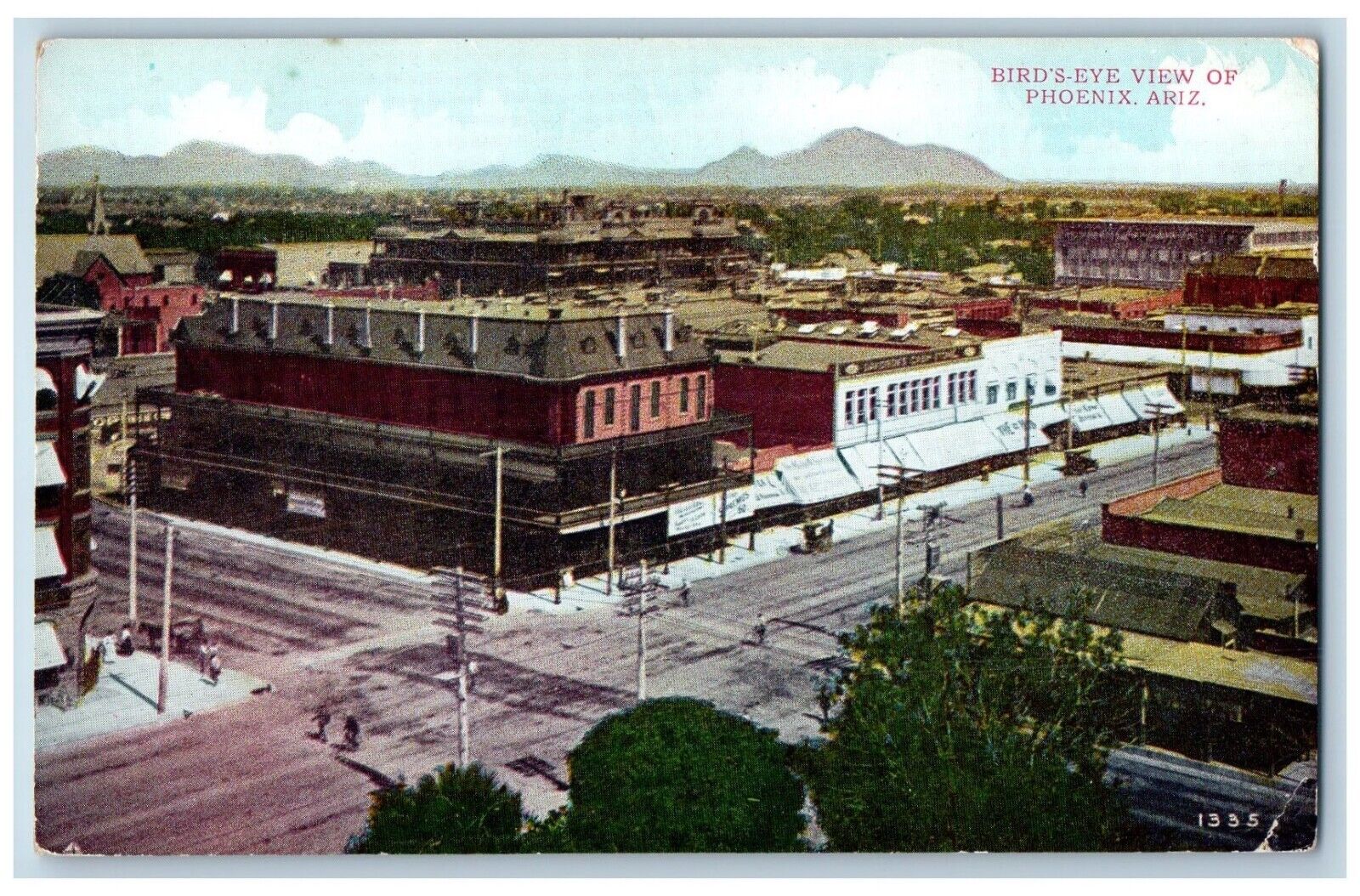 Phoenix Arizona Postcard Birds Eye View Exterior Building c1910 Vintage Antique