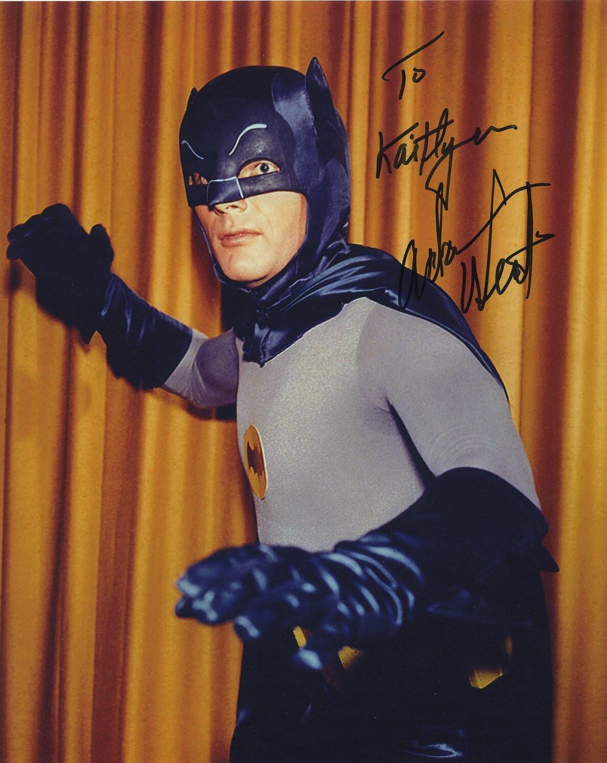 ADAM WEST SIGNED AUTOGRAPHED BATMAN COLOR PHOTO BAM ZOOM TO KAITLYN