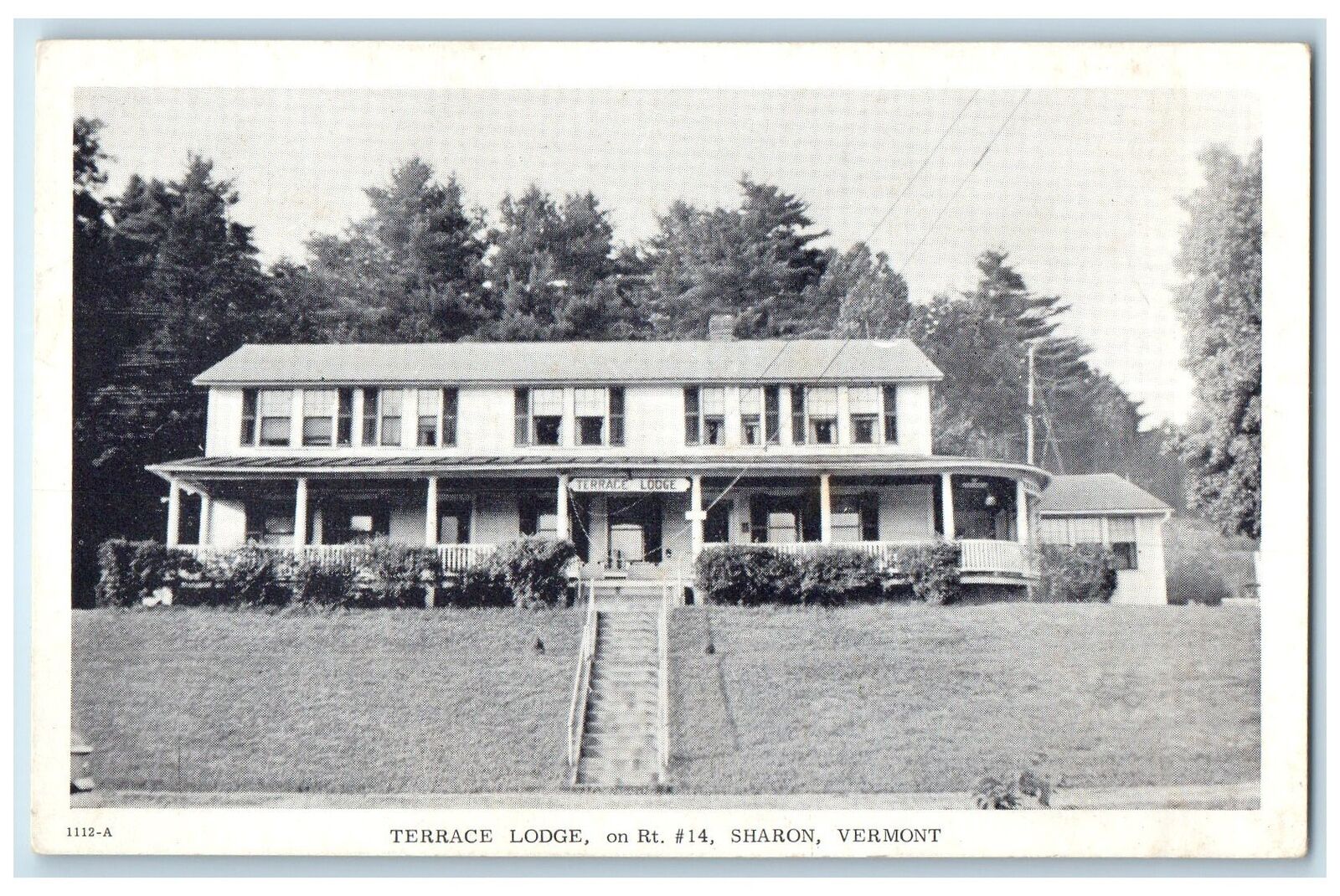 c1920\'s Terrace Lodge Hotel & Restaurant Stairs View Sharon Vermont VT Postcard