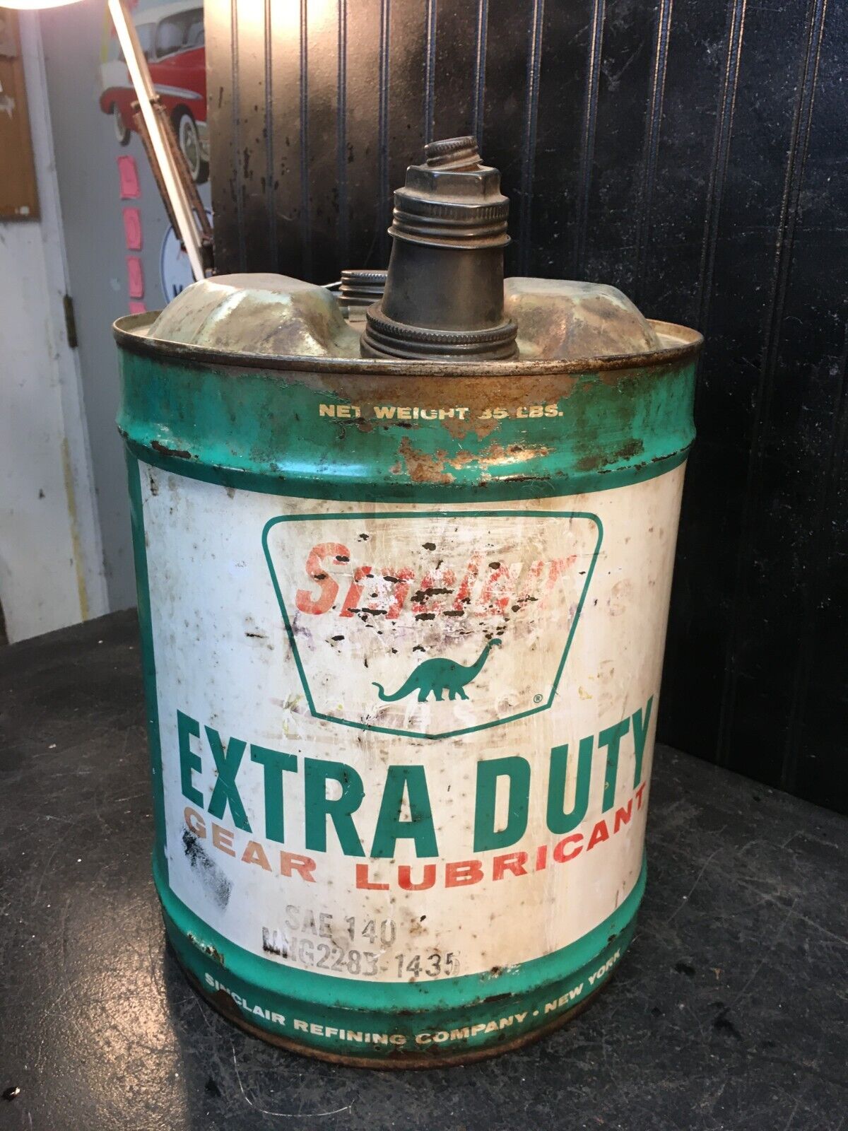 Vintage Sinclair  5 Gallon Motor Oil Can Metal Handle 1969 Gear Lube Can