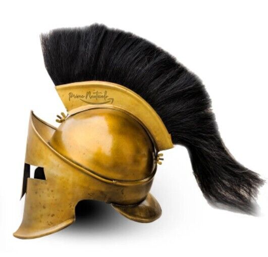 Medieval Antique King Leonidas Spartan Helmet 300 Movie Helmet Plume Larp Costum