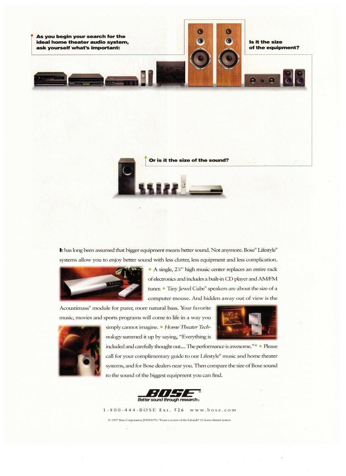 1997 Bose Stereo System Ideal Home Theater Vintage Print Advertisement