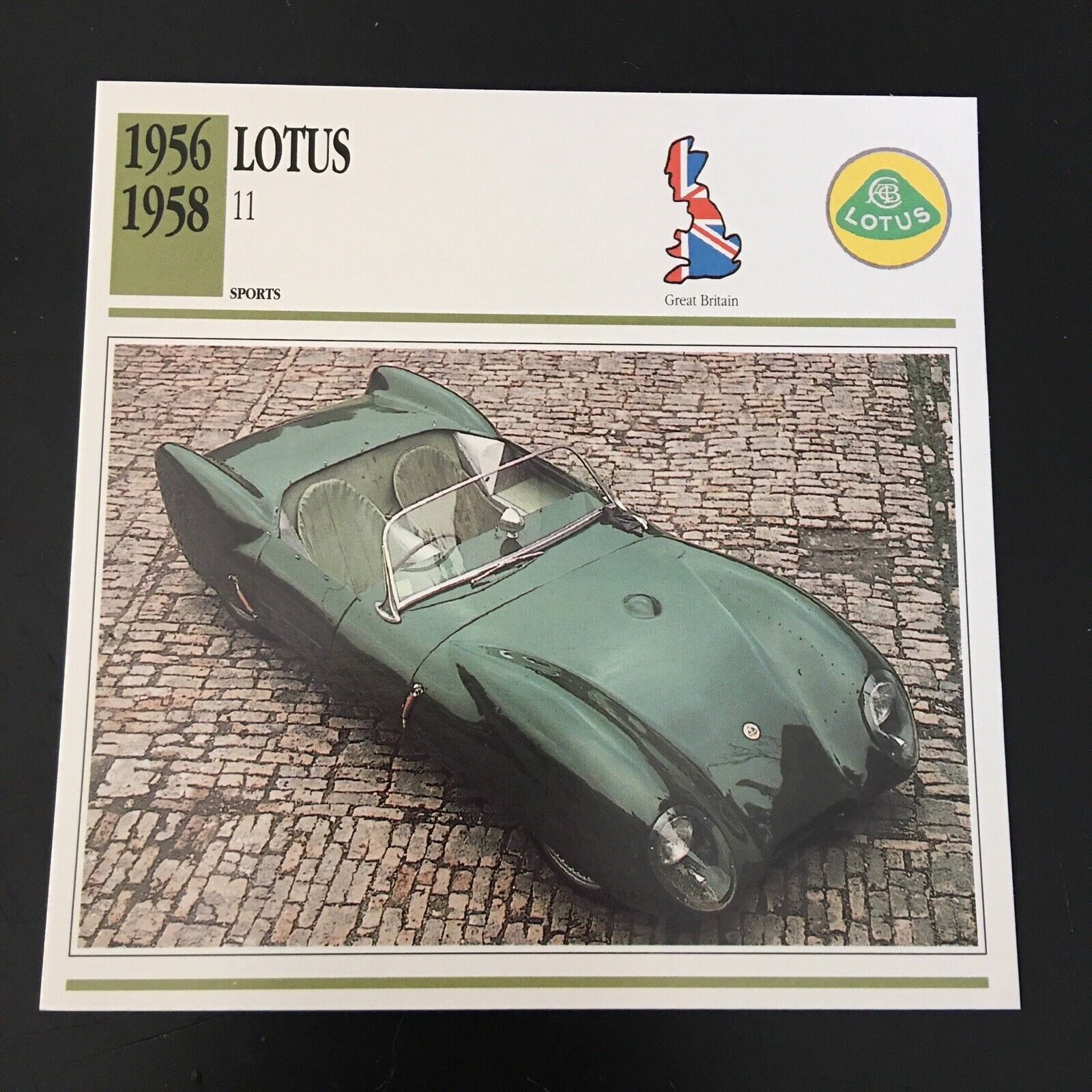 Lotus 11 1956-1958 Spec Sheet Info Card