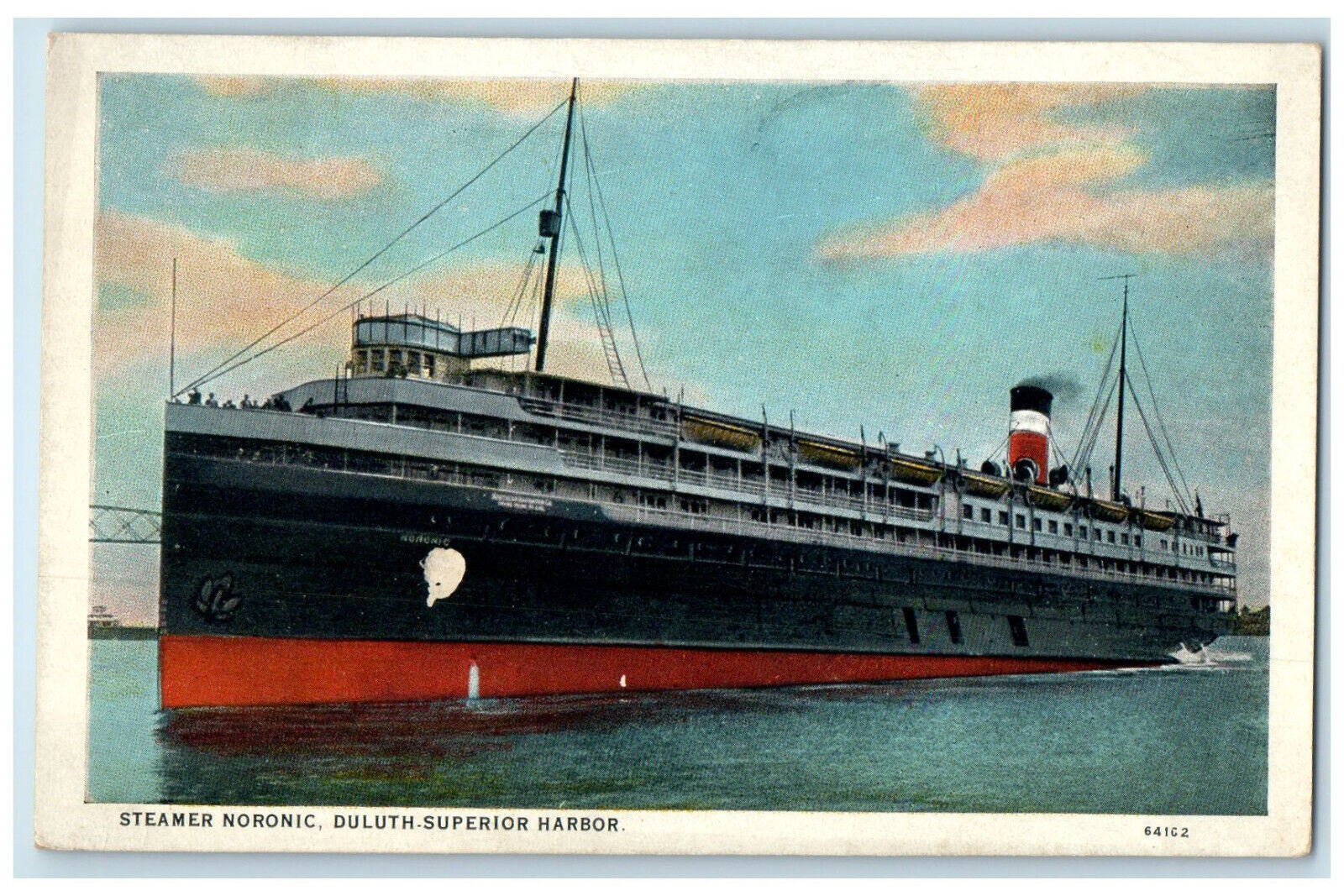 c1920\'s Steamer Noronic Duluth Superior Harbor Minnesota MN Antique Postcard