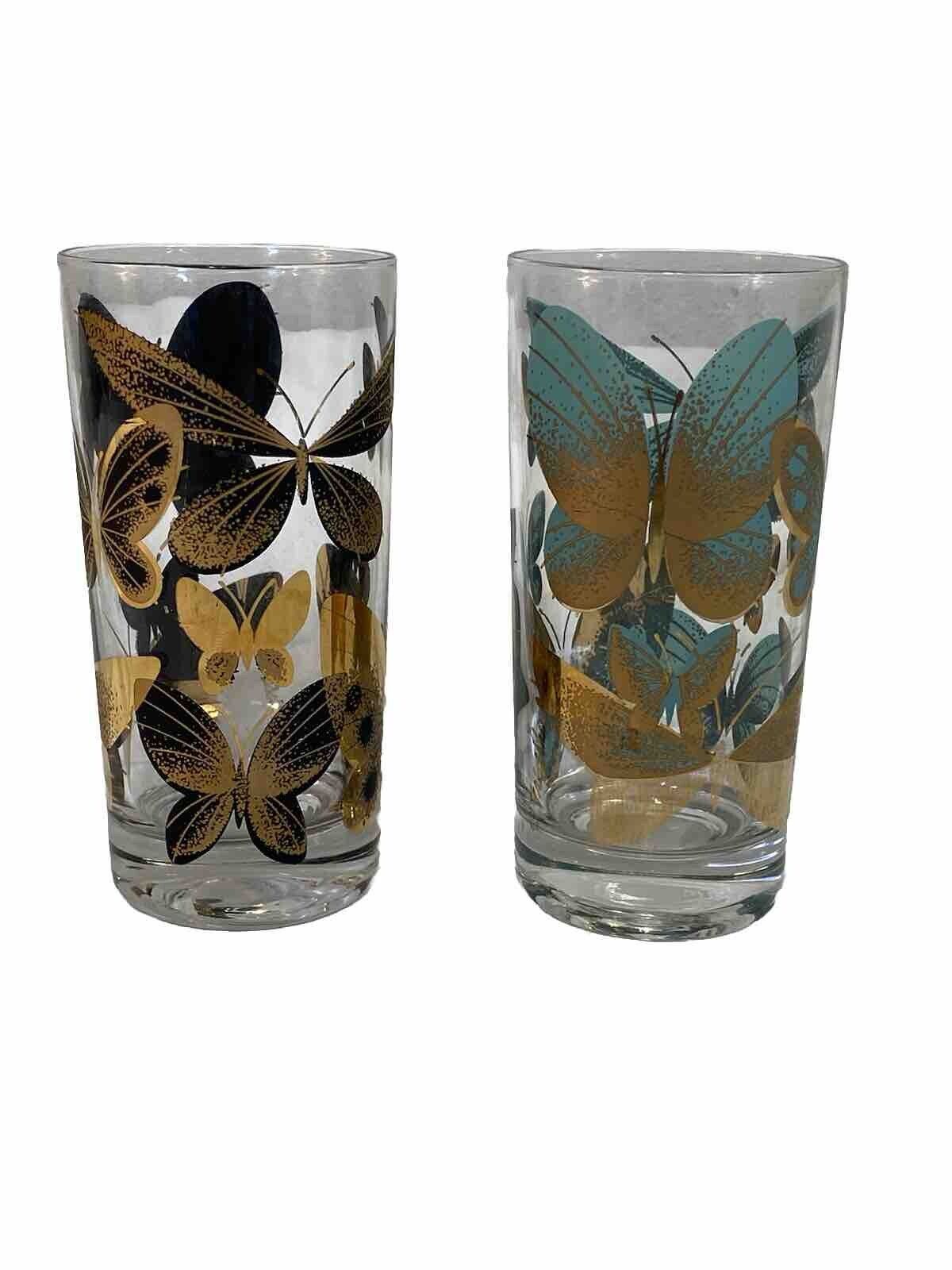 Lot Of  2 MCM  Vintage Fred Press Blue Turquoise & Gold Butterfly Glasses