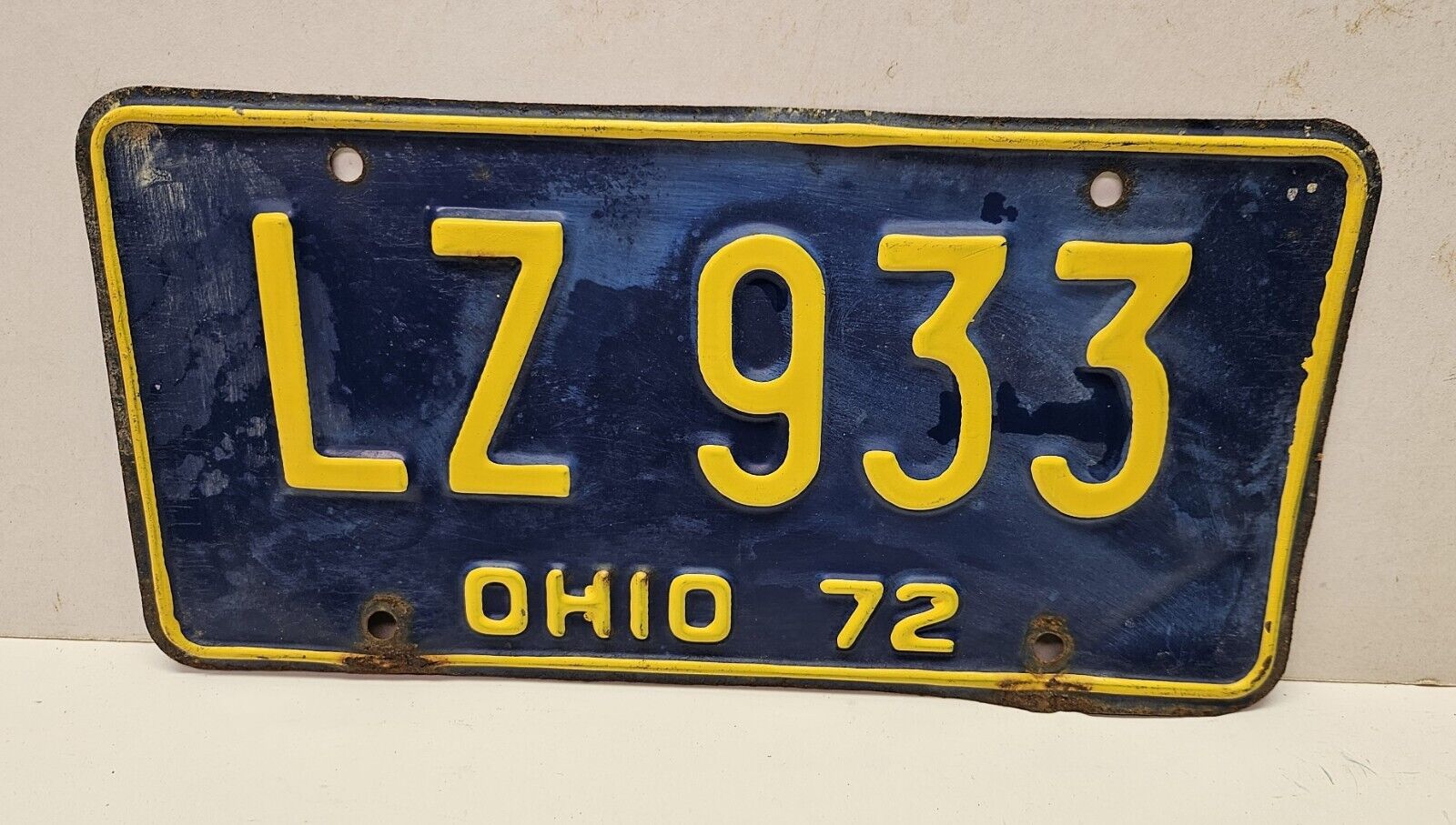 1972 Vintage Original Ohio License Plate LZ 933