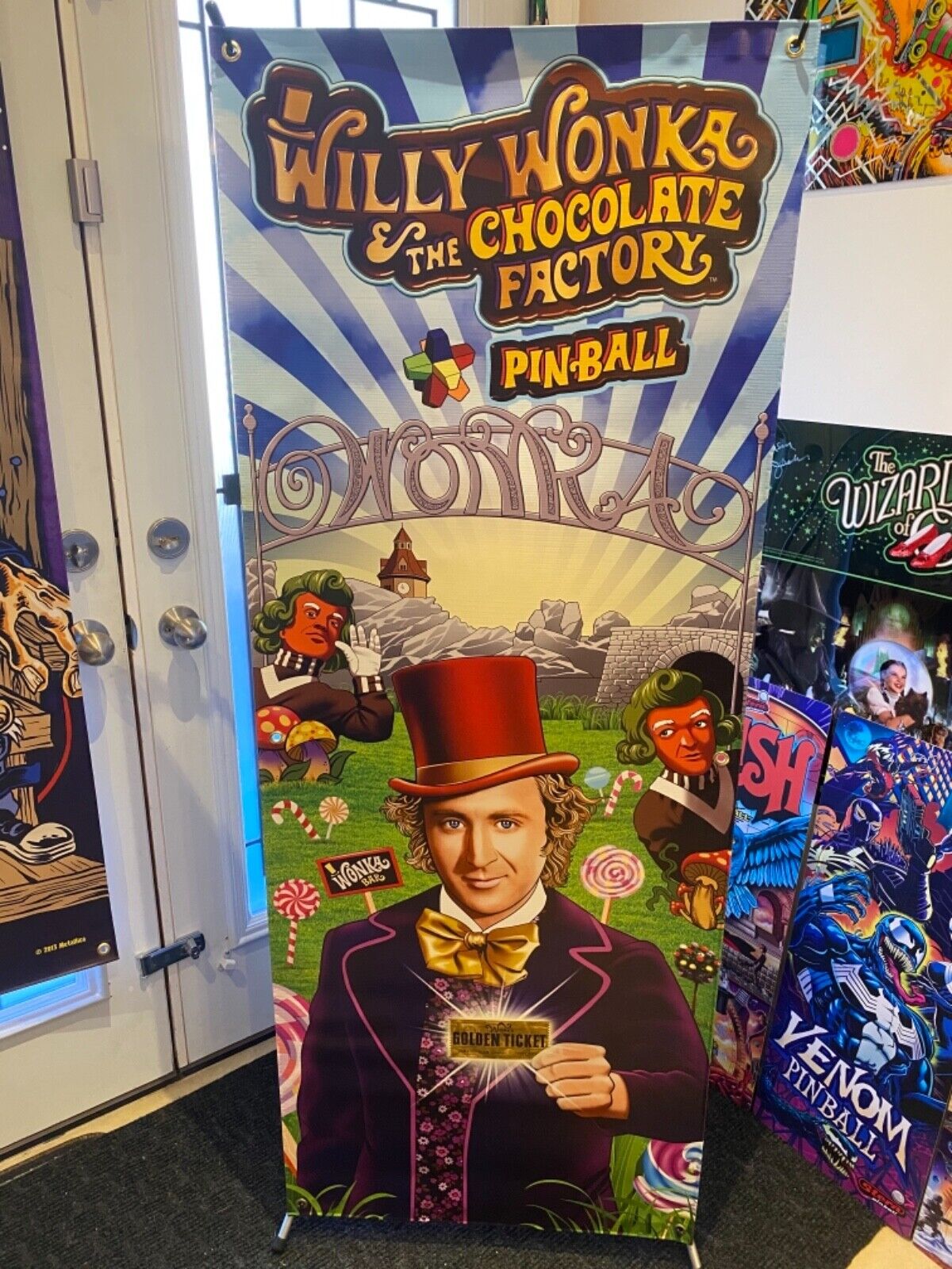 Willy Wonka Heavy Vinyl Pinball Banner 24\' x 62\', Valentine\'s Day Gift