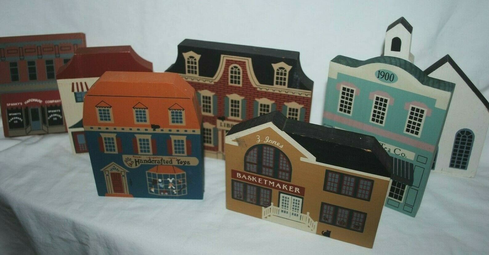 1991 Cat's Meow wood house figurines, Taline, lot of 6 different
