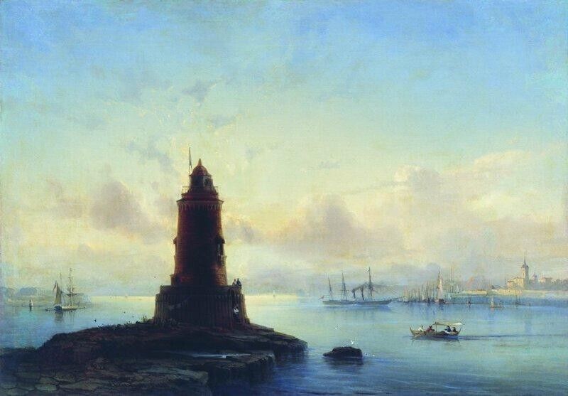 Oil painting Alexei-Bogoliubov-The-Lighthouse-in-Revel landscape