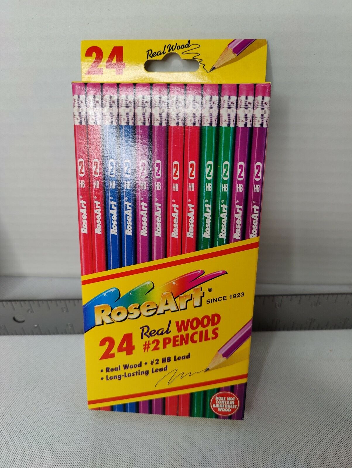 Vintage RoseArt  Colored #2 Pencil HB Real Wood (not Rainforest Wood) lot of 40