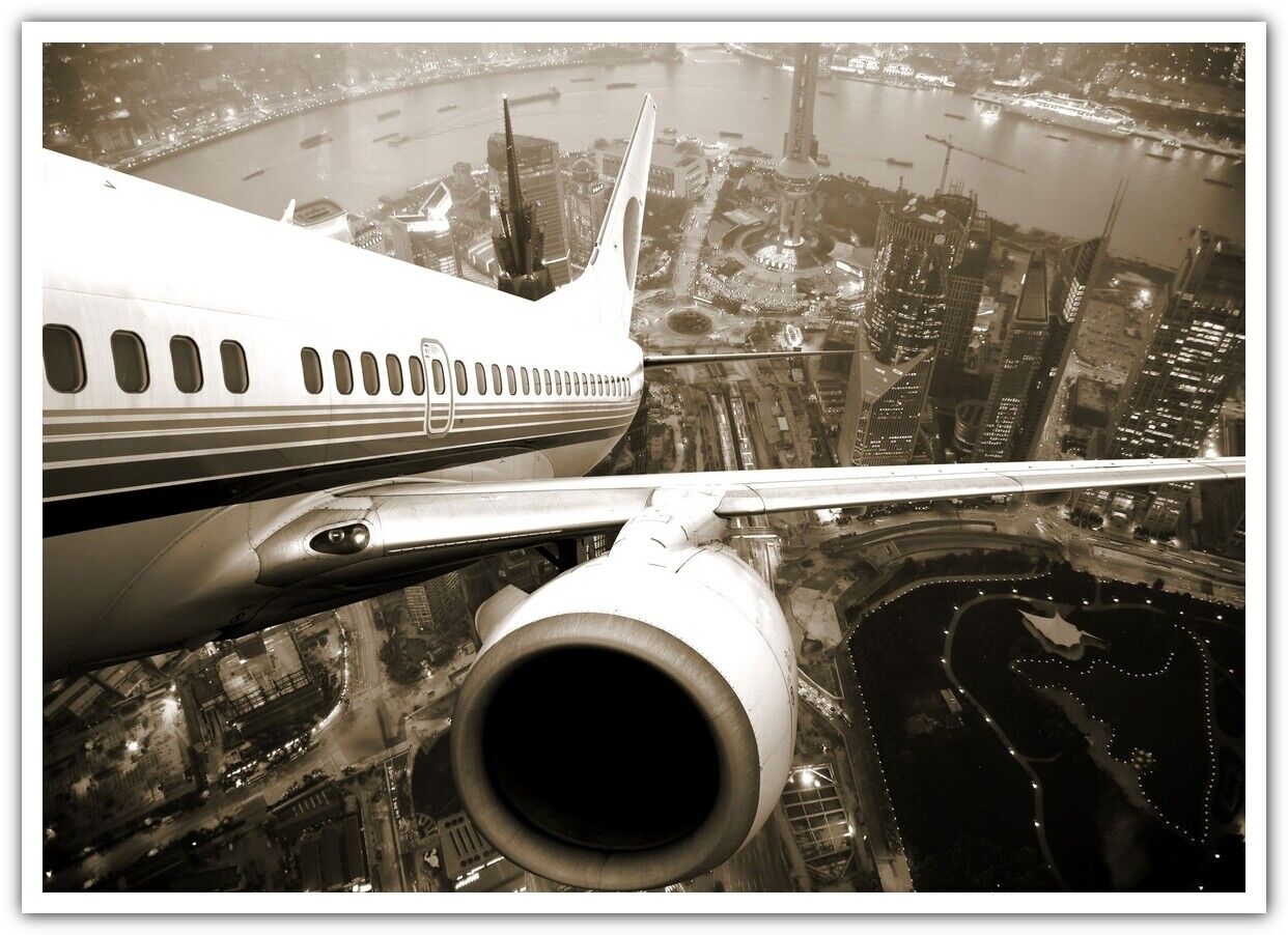 flying aircraft sepia aerial view cityscape city airplane vehicle passenger 4022
