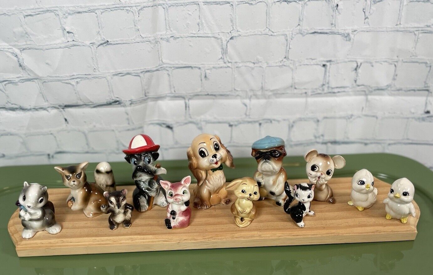 Vintage Josef Ceramic Brown Bunny Bulldog Pig Lot Kitsch Figurines Japan Shelf