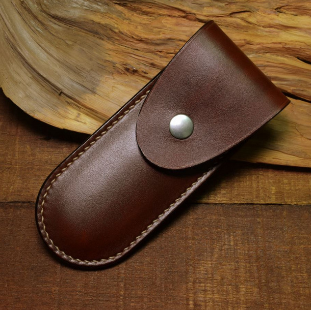 jackknife fold knife sheath scabbard waist bag cow leather customize brown Z1012