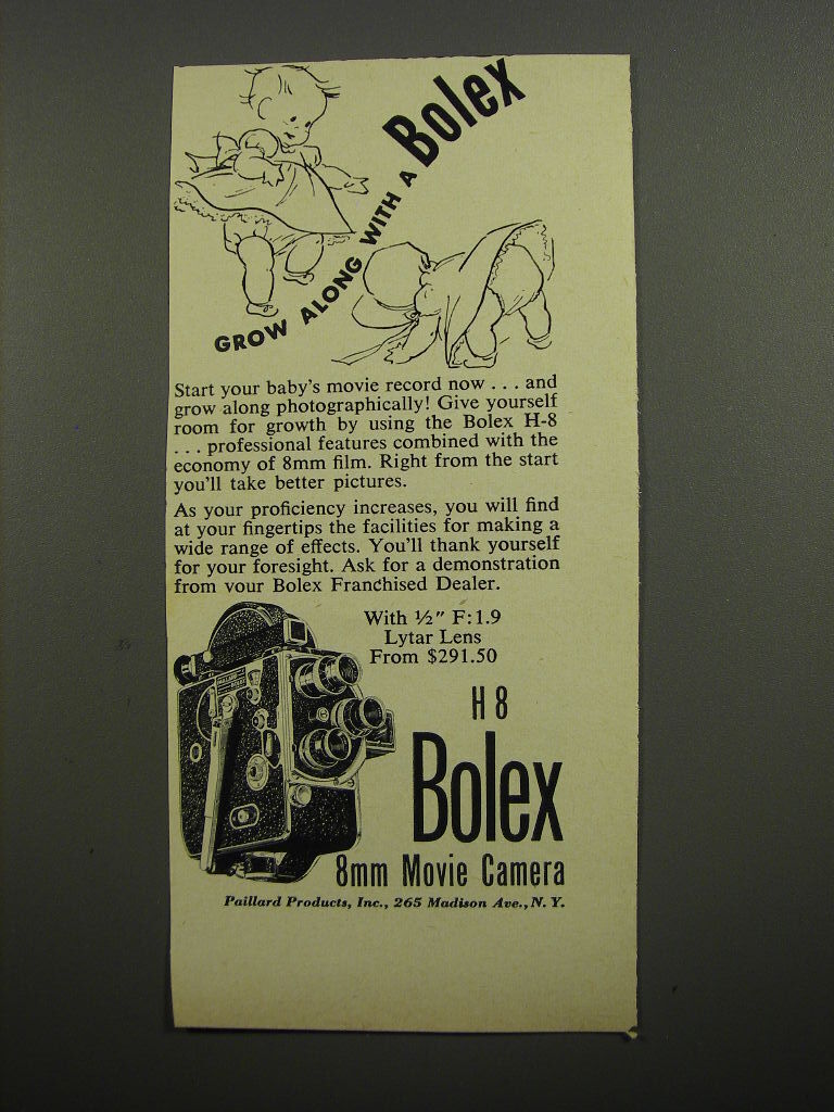 1952 Bolex H8 Movie Camera Ad - Grow along with a Bolex