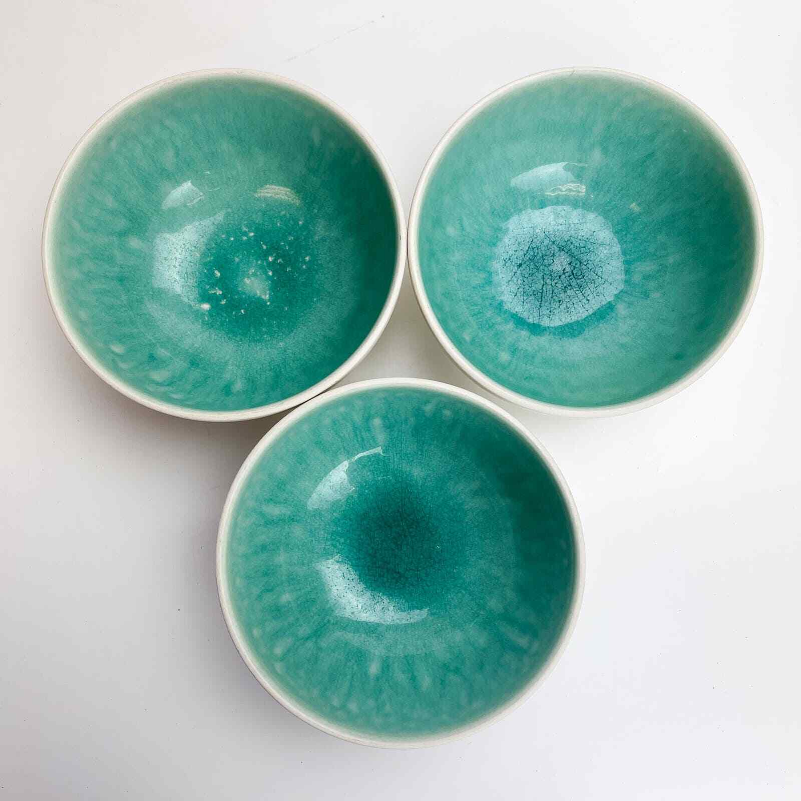 Set of 3 Jars France Tourron Jade Bowls Blue Ceramic