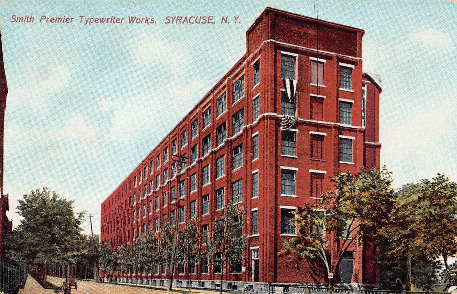 Syracuse NY Smith Premier Typewriter Corona Antique Factory Vtg Postcard C28