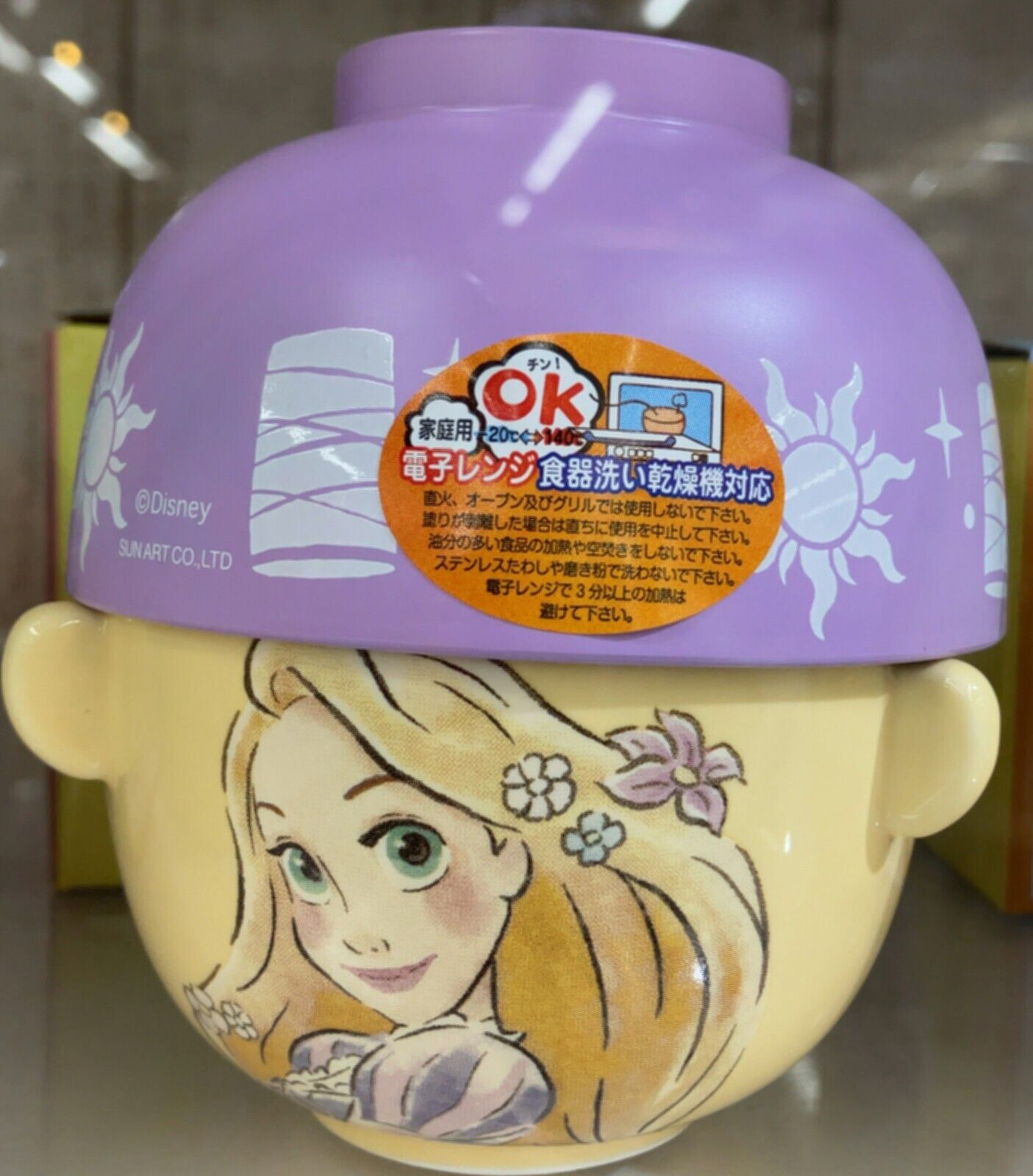 Disney Tangled Rapunzel Rice Bowl & Soup Bowl Set Mini Crayon Touch New Japan