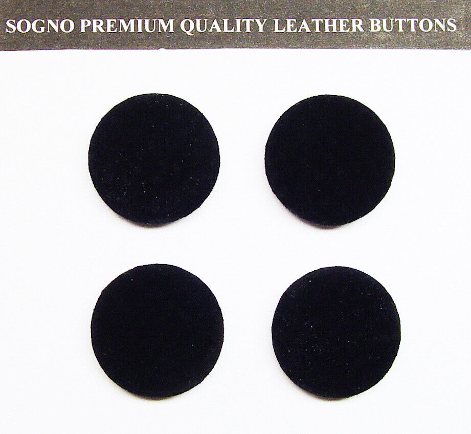 4 MADE IN USA REPLACEMENT BUTTONS FOR VINTAGE OUTFITS 23 MM, BLACK SUEDE LEATHER