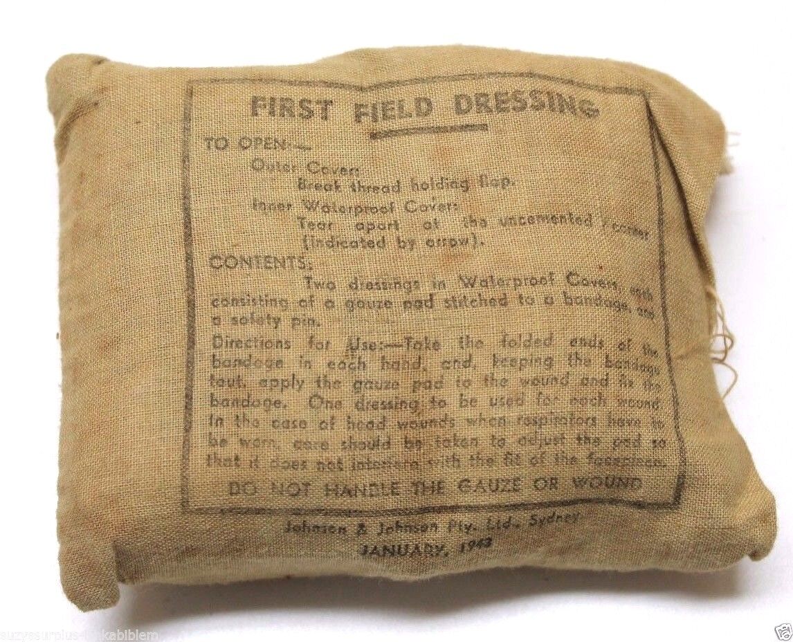 British First Aid Field Dressing mfg Johnson & Johnson January 1943 each E6255