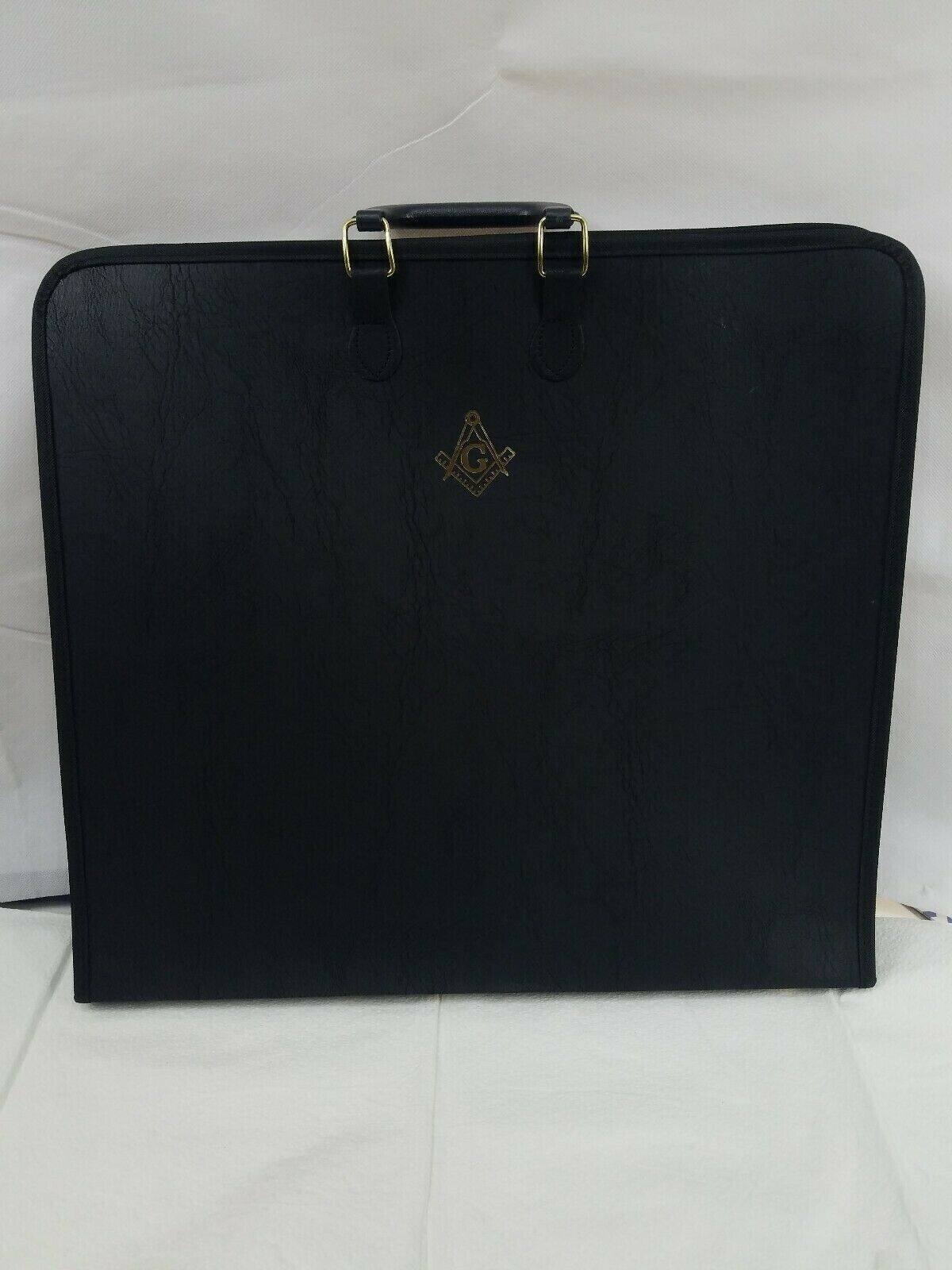 Masonic Black Faux leather apron case soft full zip w Handles-CASE OF 12