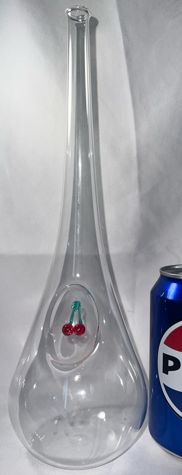 Narrow Clear Glass Wine Bottle Decanter Flower Vase Glass Cherry Accent 11.5\