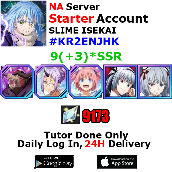 [NA][INST] Slime ISEKAI Starter Account 9(+3)SSR 9170+Crystals #KR2E