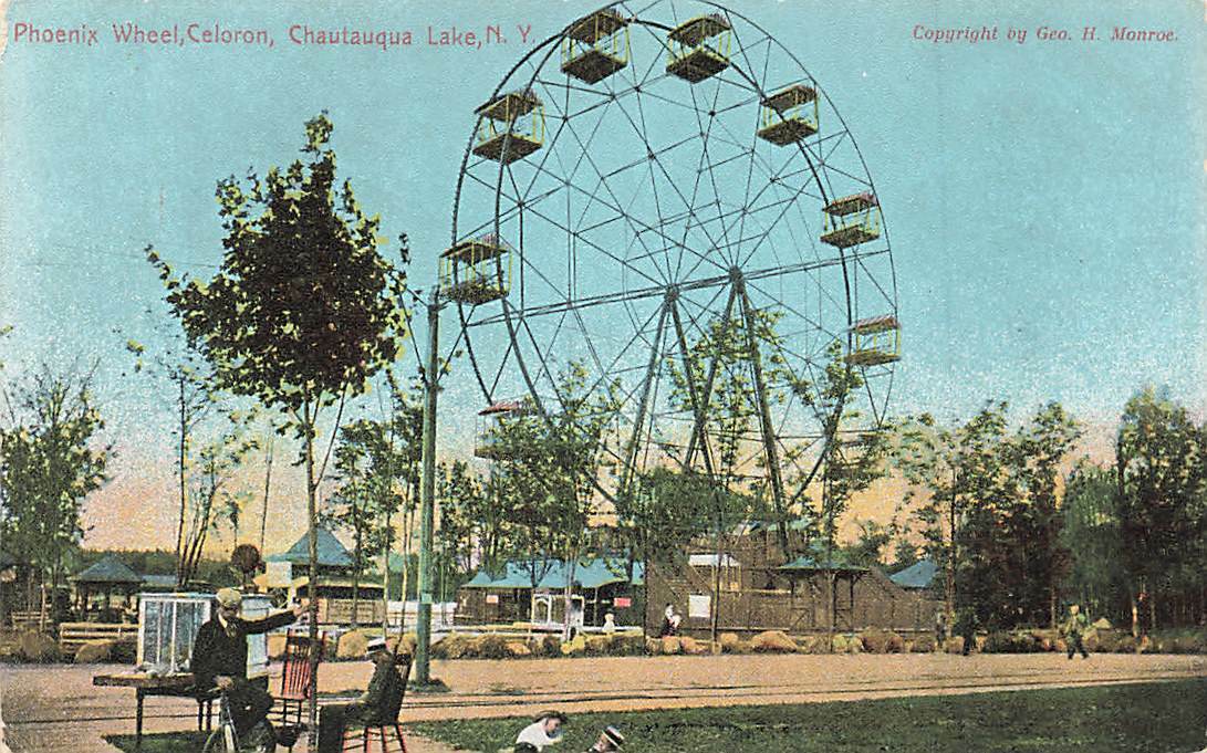 Phoenix Wheel Amusement Park Ride People Celeron Chautauqua Lake NY c1905 P191